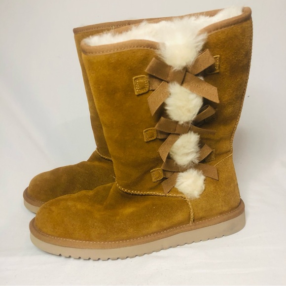 Koolaburra UGG Victoria Tall Chestnut Suede Shearling Fur Chukka Boots Womens 10 - Picture 1 of 6
